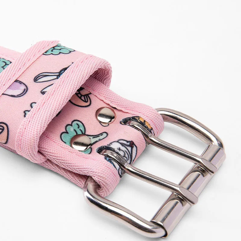 canvas weightlifting belt with rabbit pattern, view 6 - MRSLM