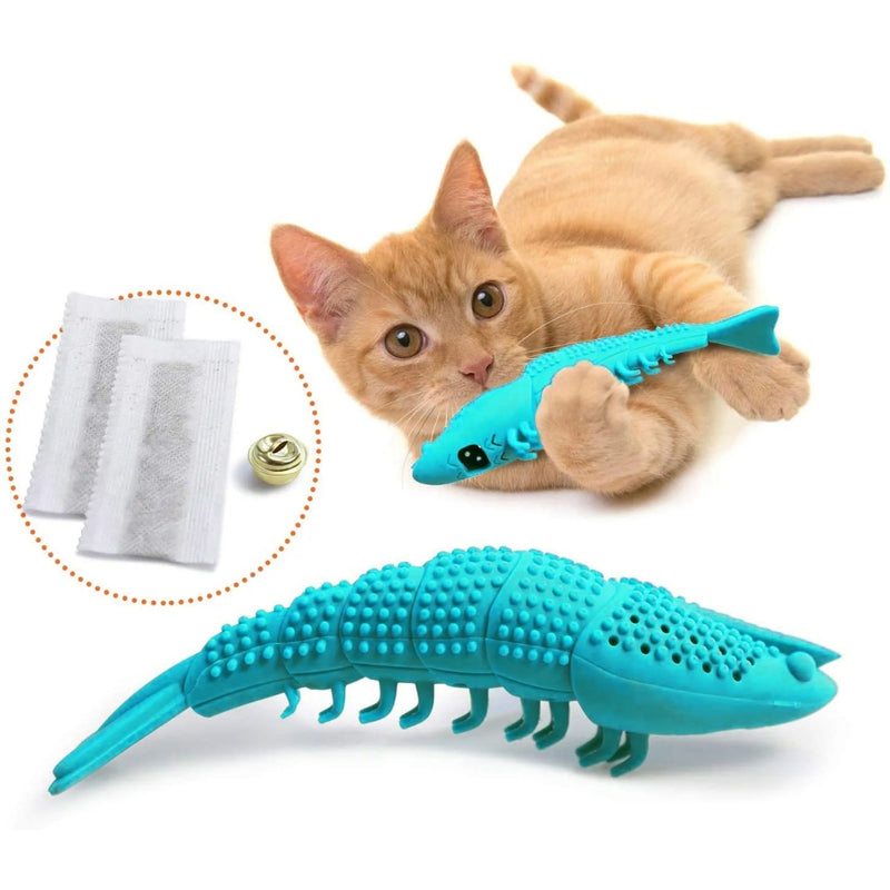 interactive cat toothbrush chew toy, view 2 - MRSLM