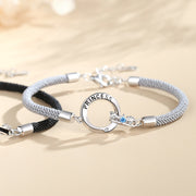 double ring couple bracelet sterling silver, view 4 - MRSLM