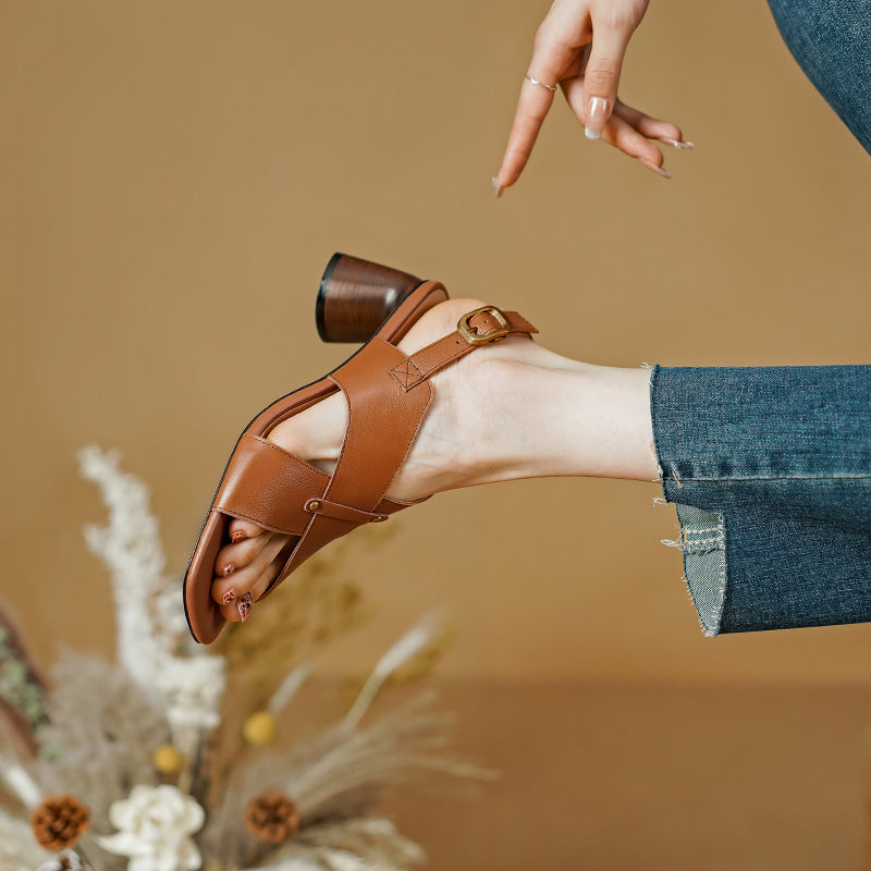 leather high heel sandals, view 10 - MRSLM