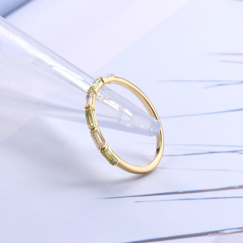 rectangular natural crystal slim ring - MRSLM