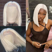 Pure white lace front bob wig, view 7 - MRSLM