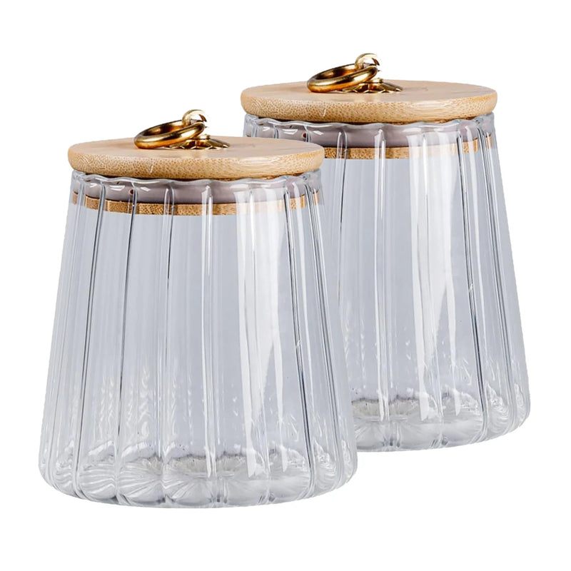 glass storage jars with bamboo lid, view 3 - MRSLM