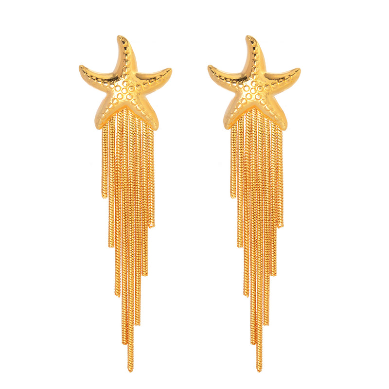 starfish tassel dangle earrings, view 8 - MRSLM