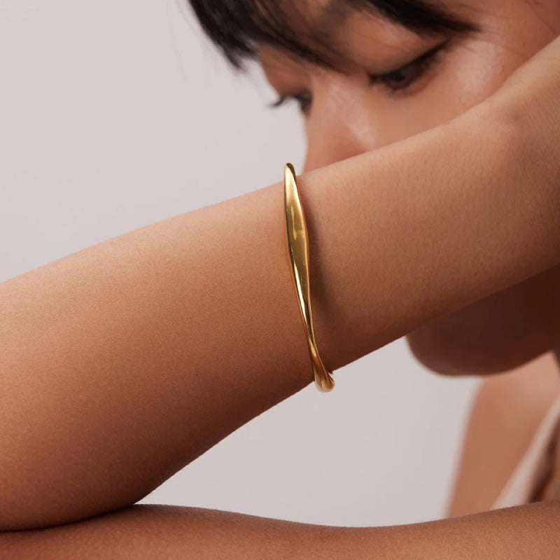 irregular gold-plated bangle bracelet, view 3 - MRSLM