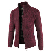 Men's fleece-lined stand-collar knit cardigan, view 5 - MRSLM