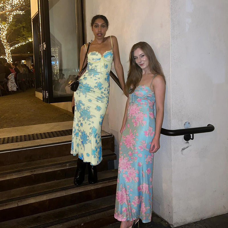 Printed long slip dress, view 4 - MRSLM