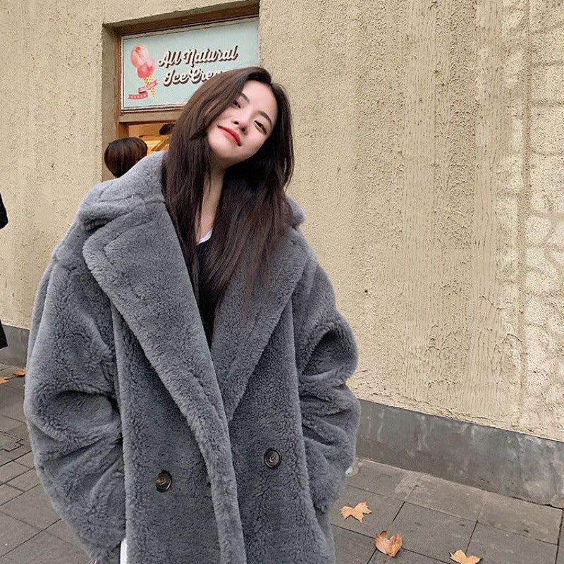 Women's soft lamb wool-style winter coat, view 5 - MRSLM