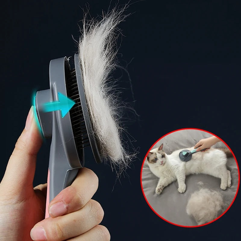 self-cleaning pet grooming brush for cats and dogs, view 7 - MRSLM