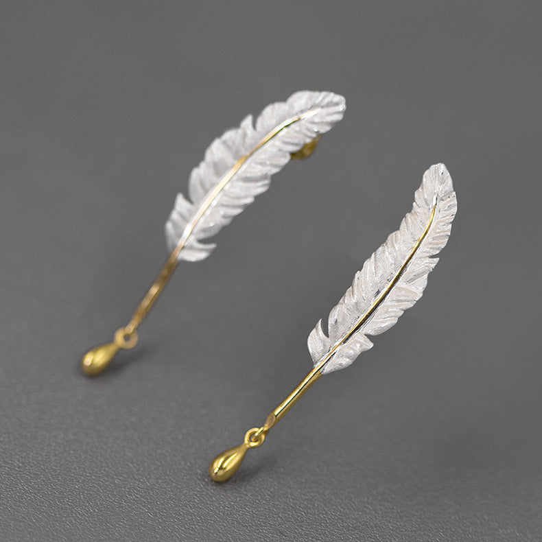 feather s925 sterling silver earrings - MRSLM