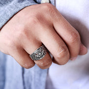 men's silver retro adjustable ring - MRSLM