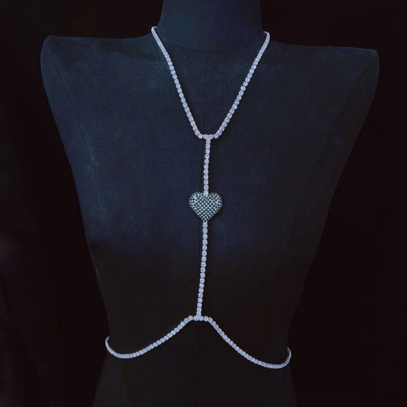 rhinestone chest sling necklace for women, view 6 - MRSLM