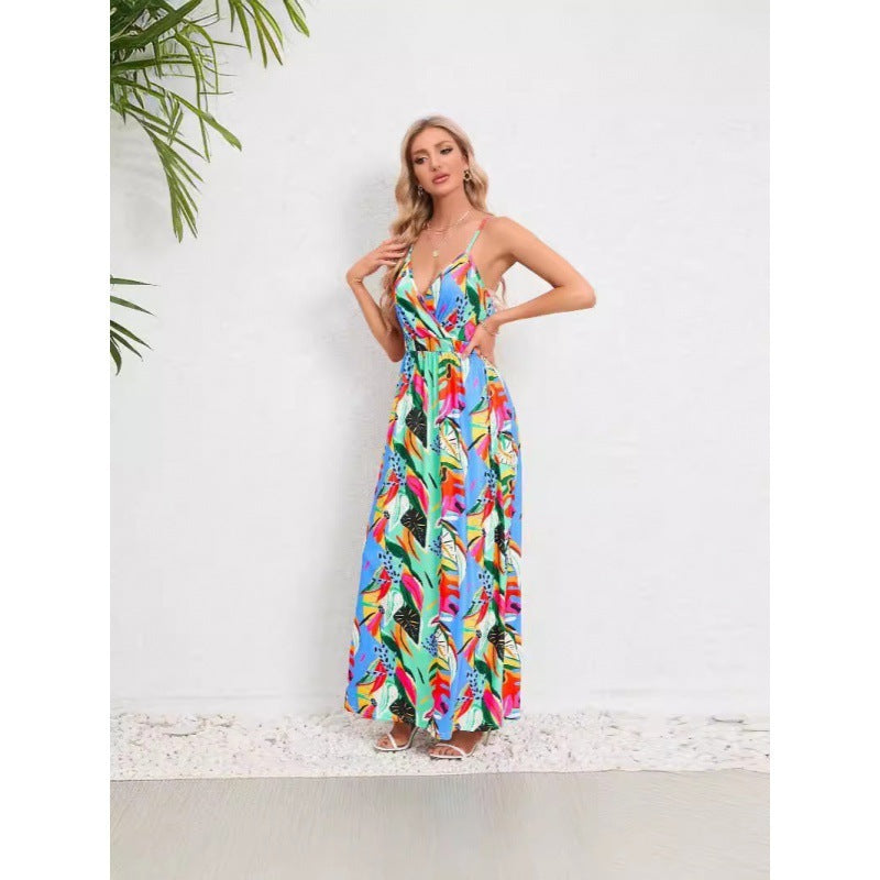backless floral suspender dress, view 5 - MRSLM