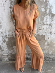 short-sleeved top and wide-leg pants set, view 6 - MRSLM