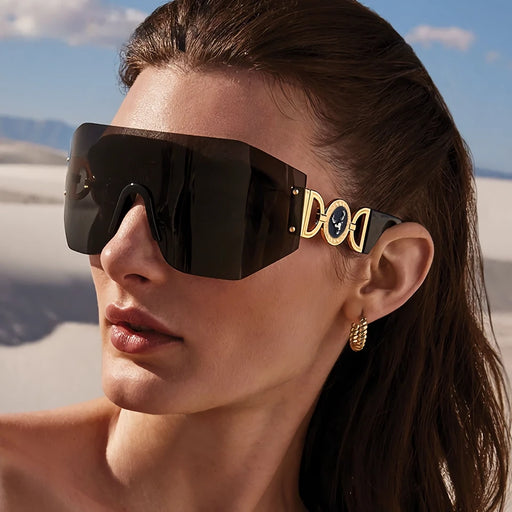 oversized shield rimless sunglasses - MRSLM