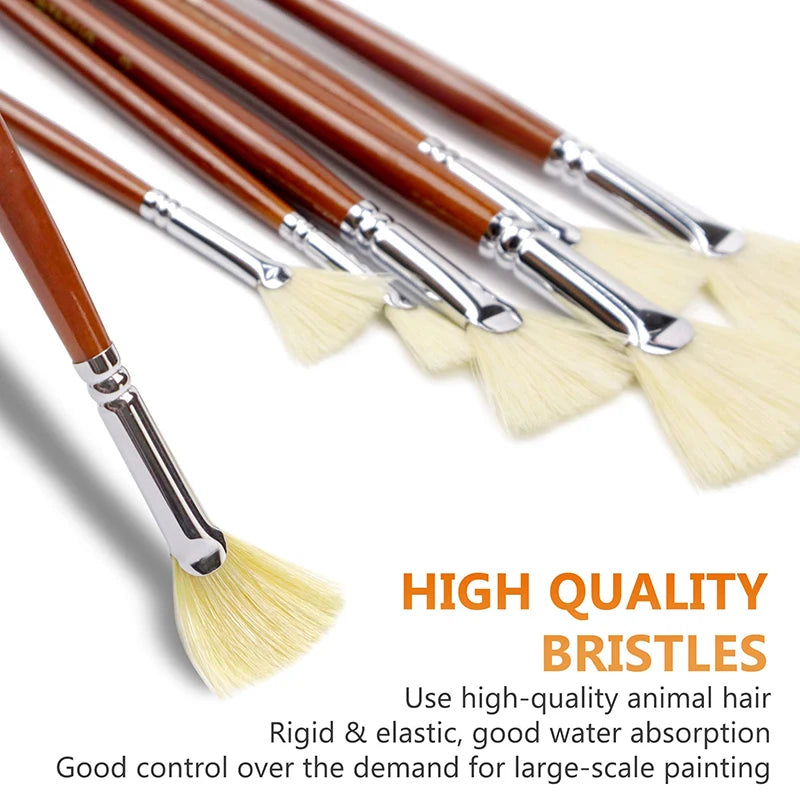 7-piece hog bristle fan brush set, view 4 - MRSLM