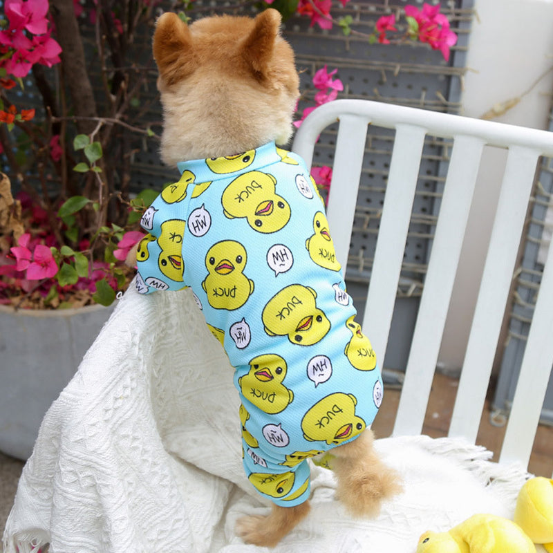 cotton duck print dog romper pajamas, view 3 - MRSLM