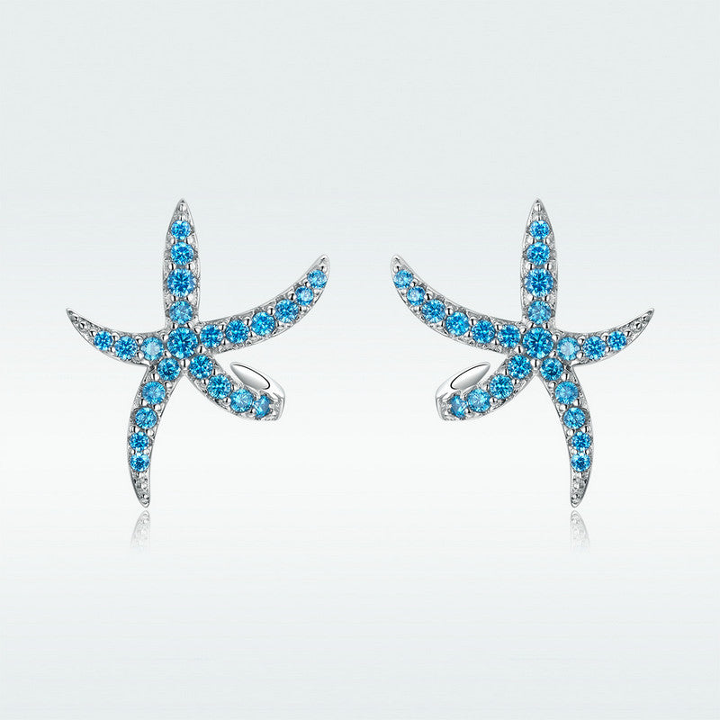 s925 silver pentagram star earrings, view 4 - MRSLM