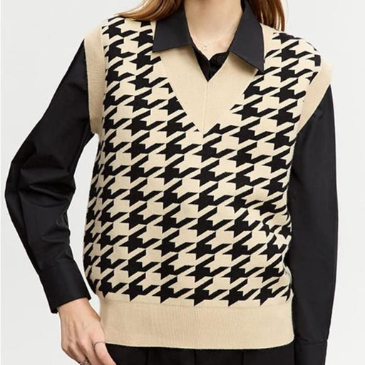 retro plaid knitted waistcoat - MRSLM