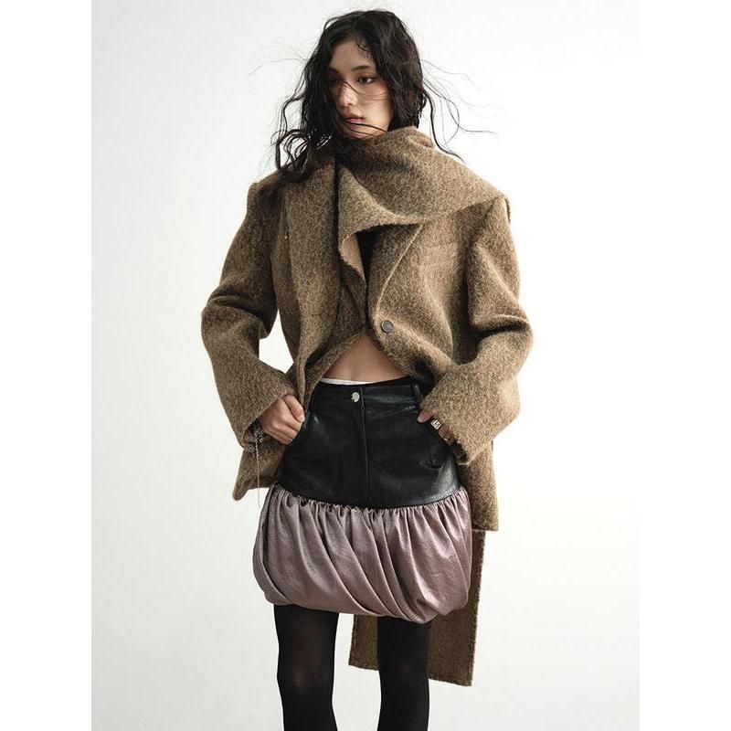 textured blazer with scarf collar, view 4 - MRSLM