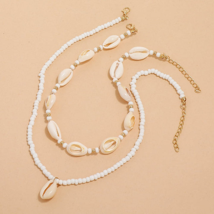 Bohemian Summer Sea Shell Choker Necklace Set