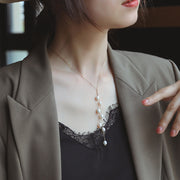 pearl shell tassel sweater chain necklace - MRSLM