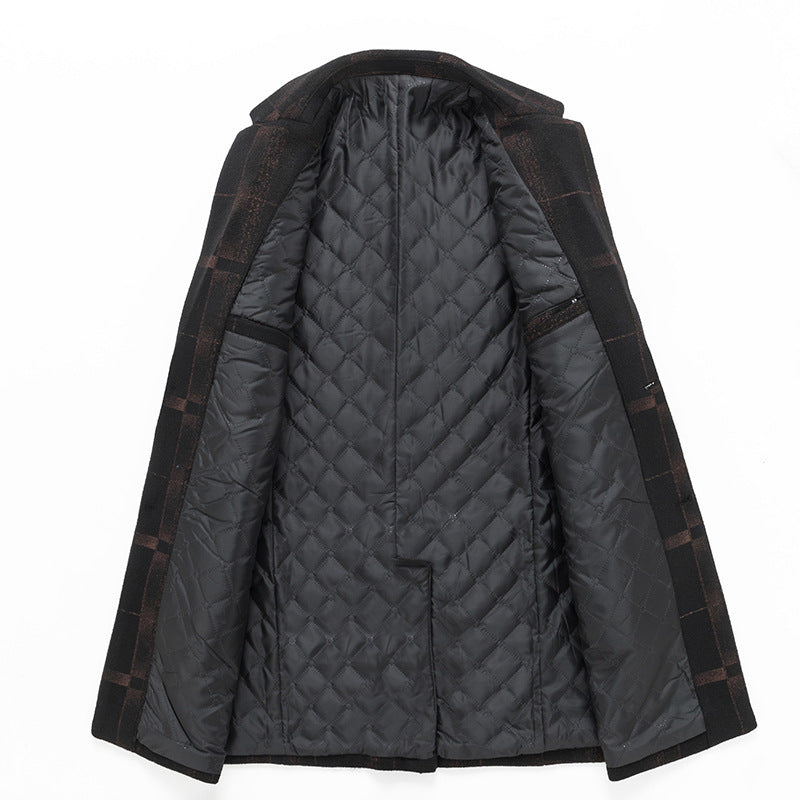 Men's mid-length slim woolen coat, view 3 - MRSLM