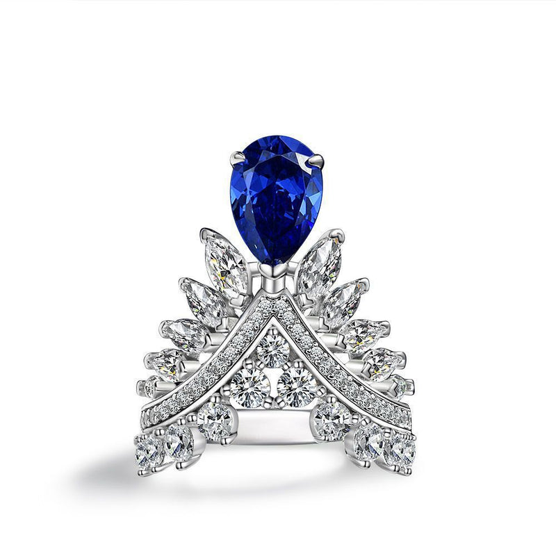 silver crown feather ring, view 7 - MRSLM