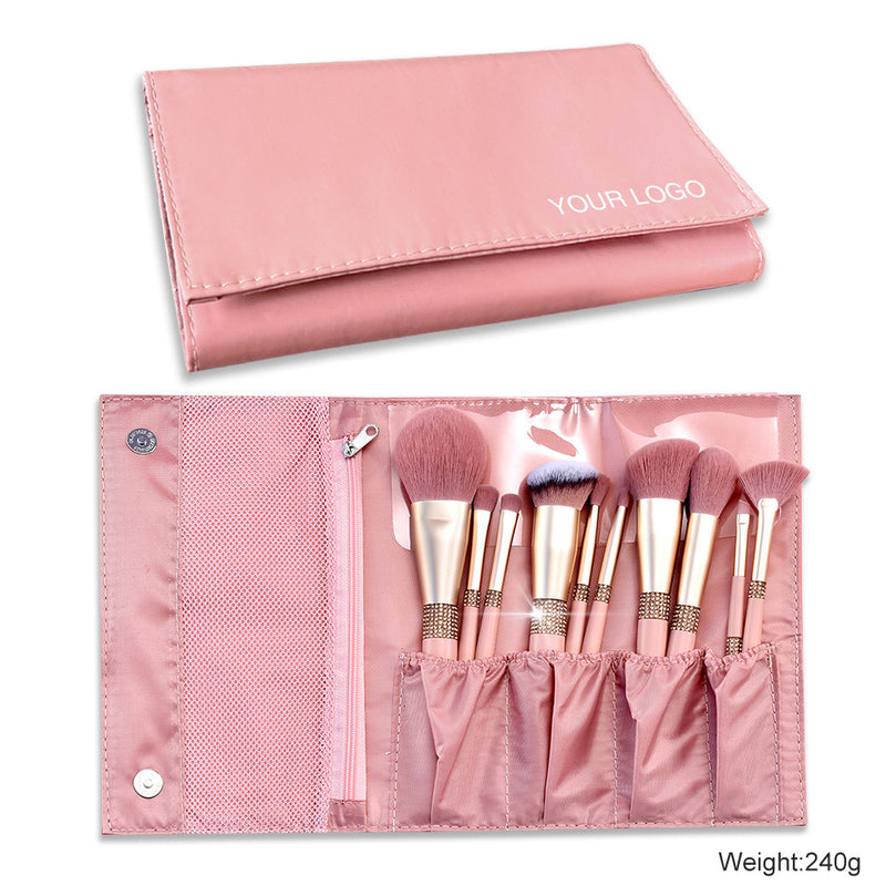 pink makeup brush set, view 2 - MRSLM