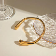 gold plated open bangle bracelet, view 4 - MRSLM