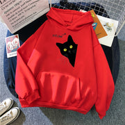 black cat print hooded sweater, view 9 - MRSLM