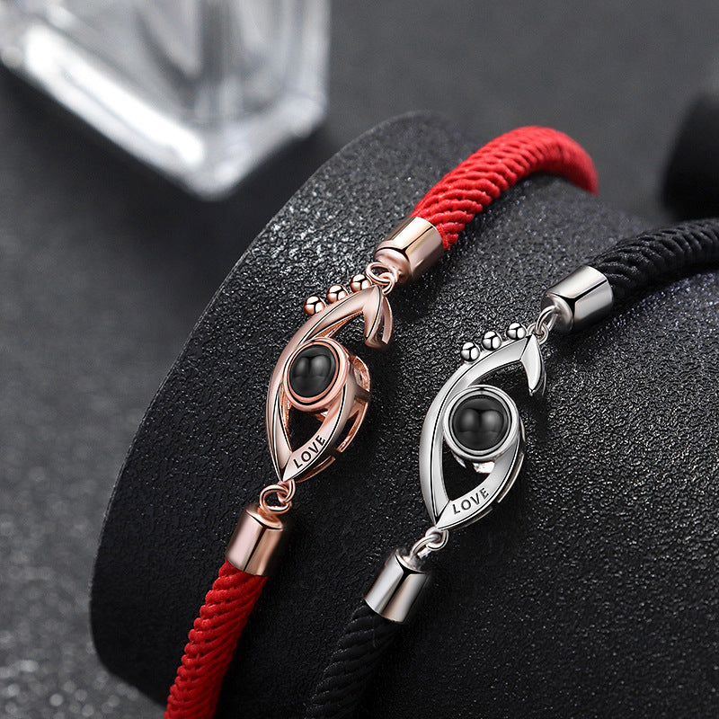 S925 silver 100 language couples bracelet, view 5 - MRSLM
