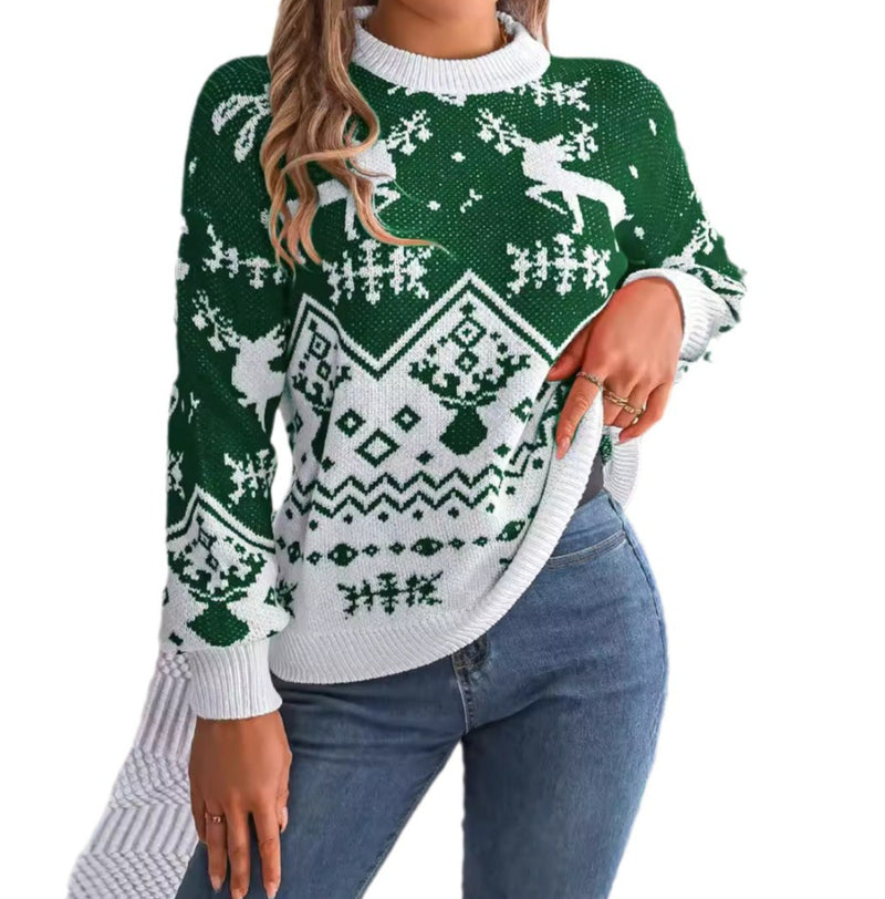 Women's Christmas deer knit sweater, view 5 - MRSLM