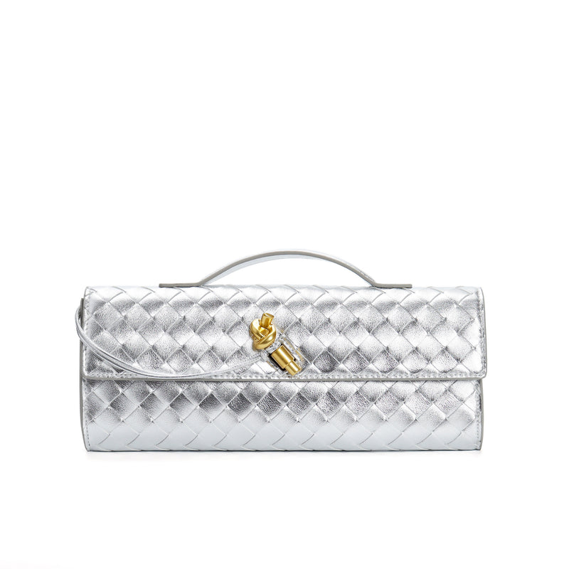 woven leather crossbody clutch bag, view 6 - MRSLM