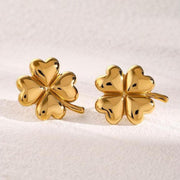 18k gold plated four-leaf clover drop earrings - MRSLM