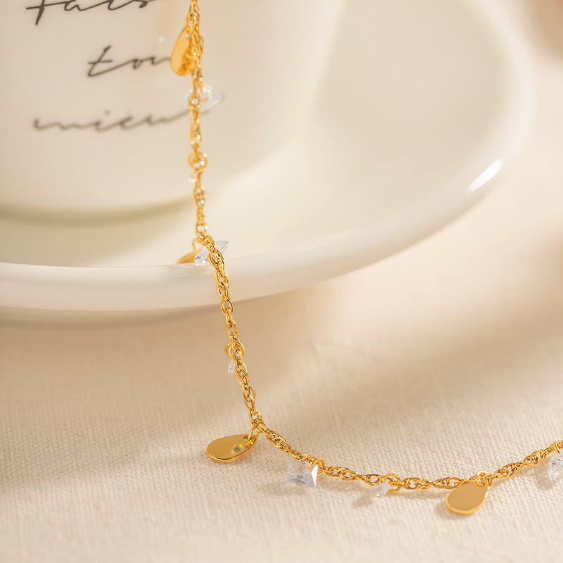 crystal water drop tassel anklet, view 7 - MRSLM