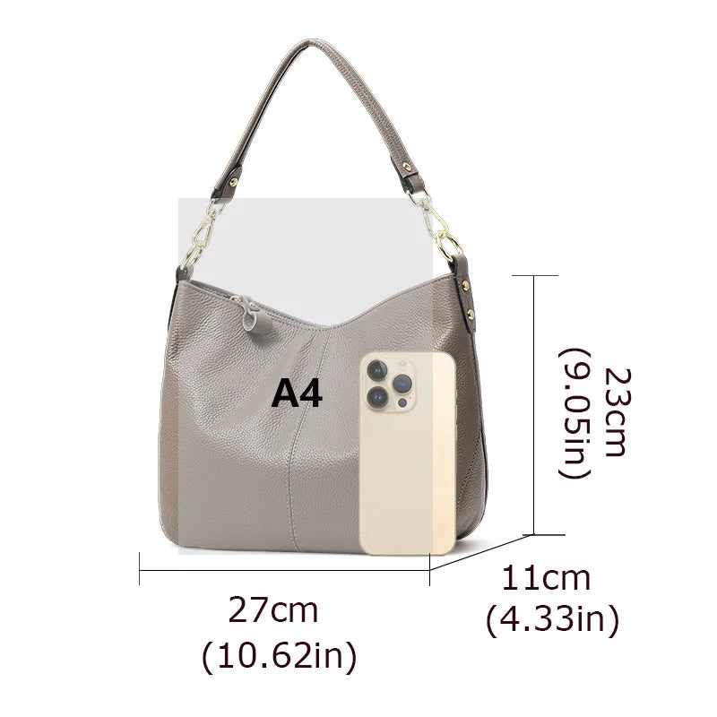 large capacity cowhide leather tote bag, view 9 - MRSLM