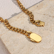metal buckle thick chain necklace, view 2 - MRSLM