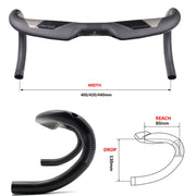 Matt carbon fiber road bike handlebar, view 2 - MRSLM