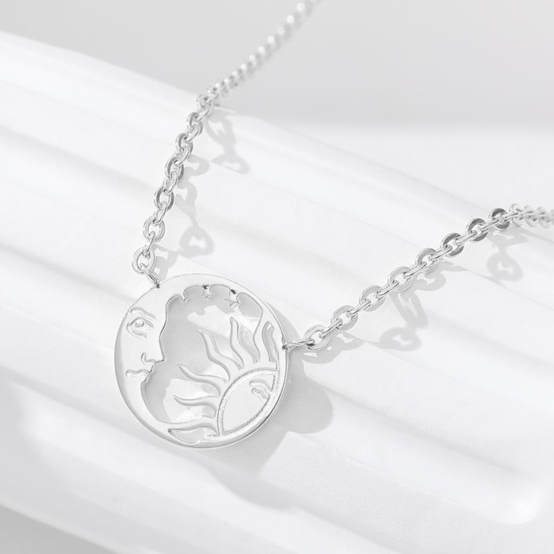 moon and sun coin pendant necklace, view 3 - MRSLM
