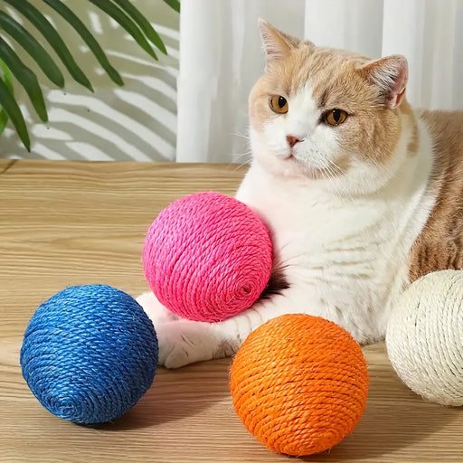 interactive sisal ball cat toy with sound - MRSLM