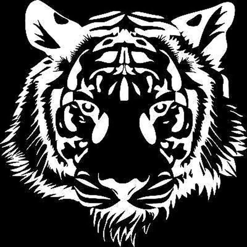 tiger head vinyl car decal, view 2 - MRSLM