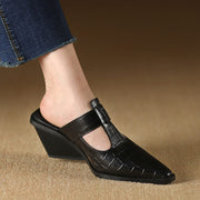 leather wedge mules, view 6 - MRSLM