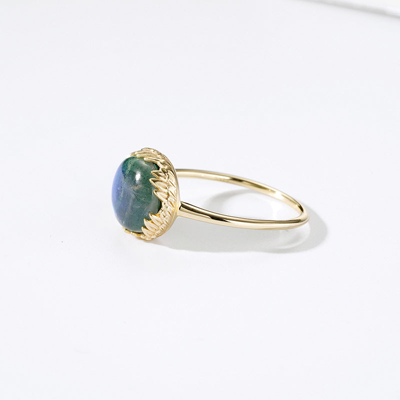 feather 925 silver ring with natural stone, view 3 - MRSLM