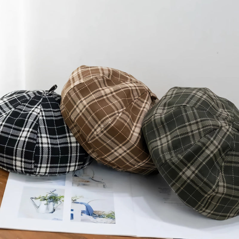 chic plaid winter beret, view 9 - MRSLM