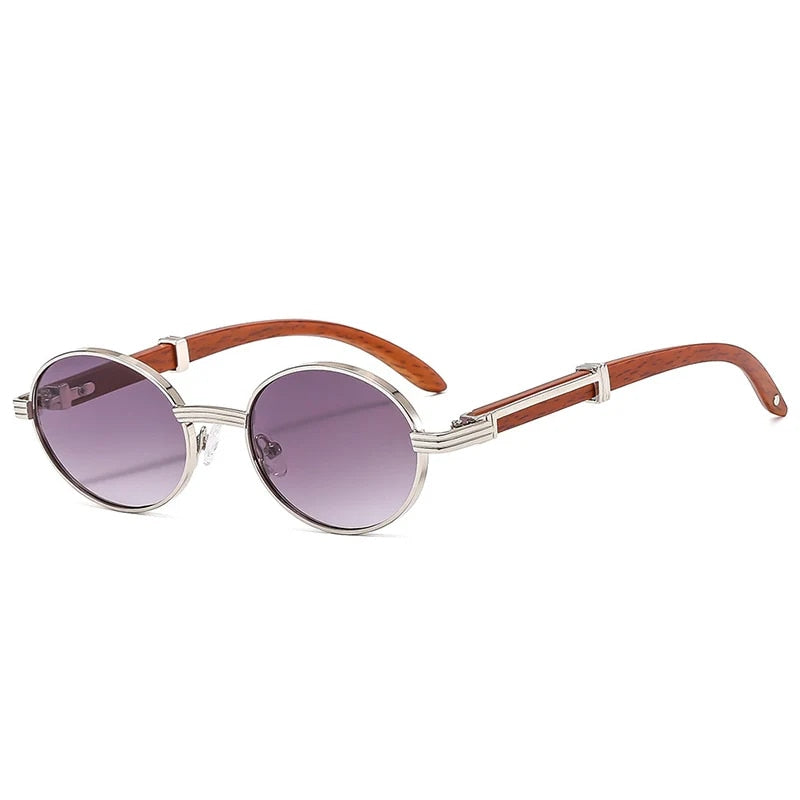Retro oval gradient lens sunglasses, view 3 - MRSLM