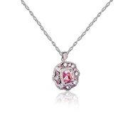 925 silver petal gem necklace, view 2 - MRSLM