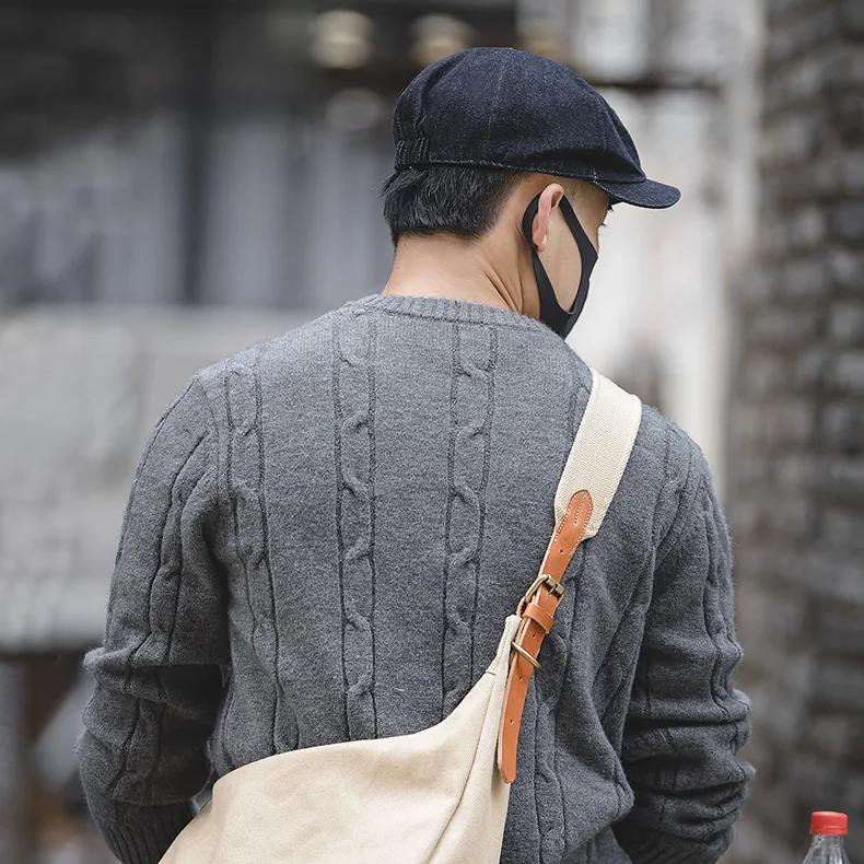 oversized denim newsboy cap, view 5 - MRSLM