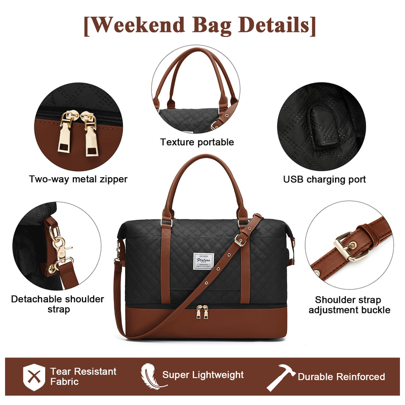 women's large weekender bag with shoe compartment, view 11 - MRSLM