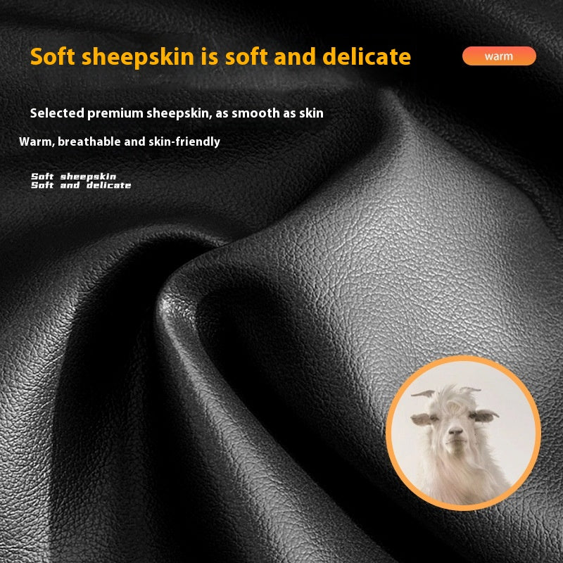 Fleece-lined sheepskin leather gloves, view 4 - MRSLM